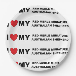 i Liebe meine rote Merle Mini-Wurst Pappteller