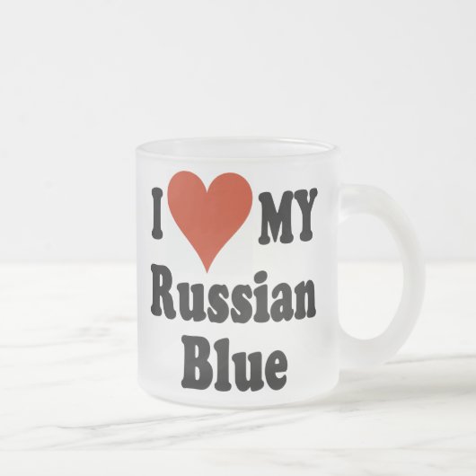 I Liebe meine russische blaue mattierte Mattglastasse (Rechts)