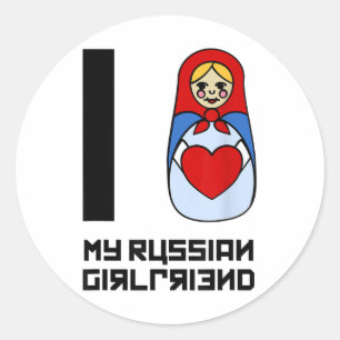 I Liebe Meine russische Freundin Matrioszka1 Runder Aufkleber