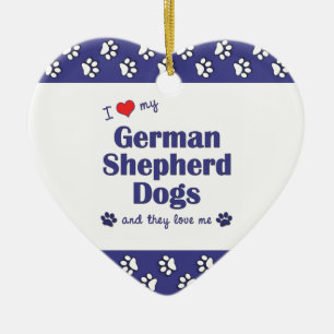 I Liebe meine Schäferhund-Hunde (mehrfache Hunde) Keramikornament
