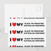 i Liebe meine schwarze tri mini aussie Postkarte (Vorne/Hinten)