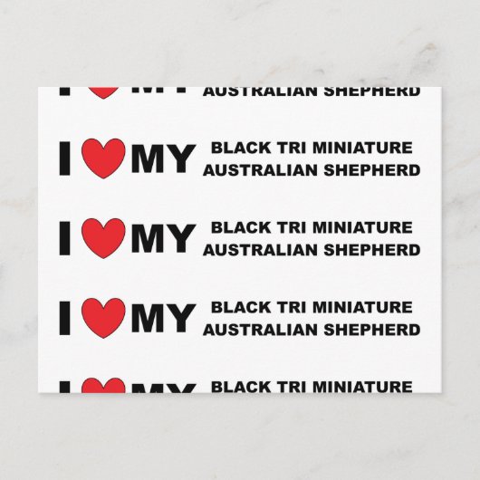 i Liebe meine schwarze tri mini aussie Postkarte (Vorderseite)