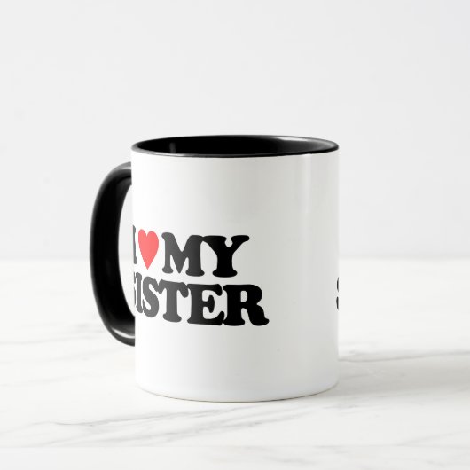 I LIEBE MEINE SCHWESTER TASSE (Vorderseite Links)