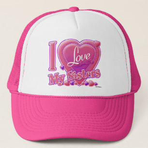 I Liebe Meine Schwestern rosa/lila - Herz Truckerkappe