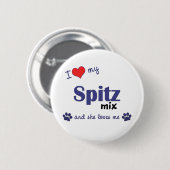I Liebe meine Spitz-Mischung (weiblicher Hund) Button (Vorne & Hinten)