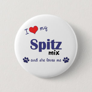 I Liebe meine Spitz-Mischung (weiblicher Hund) Button