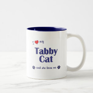 I Liebe meine Tabby-Katze (weibliche Katze) Zweifarbige Tasse