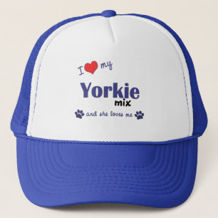 I Liebe meine Yorkie Mischung (weiblicher Hund) Truckerkappe
