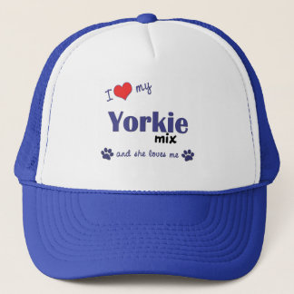 I Liebe meine Yorkie Mischung (weiblicher Hund) Truckerkappe