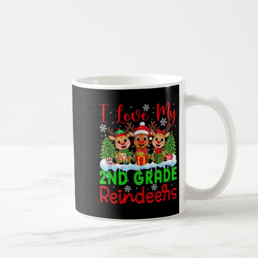 I Liebe meine zweite Klasse Rentiers Weihnachtsleh Kaffeetasse (Rechts)