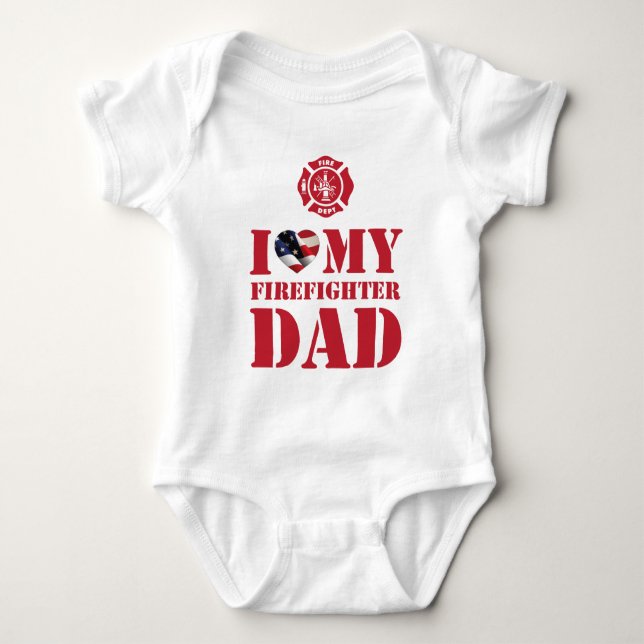 I. LIEBE MEINEN FIREFIGHTER VATER BABY STRAMPLER (Vorderseite)