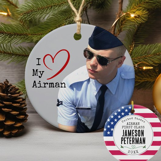 I. Liebe meines Airman I Soldaten Name I Militäris Keramik Ornament