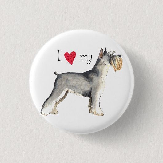 I Liebe meines Miniatur-Schnauzer Button (Vorderseite)