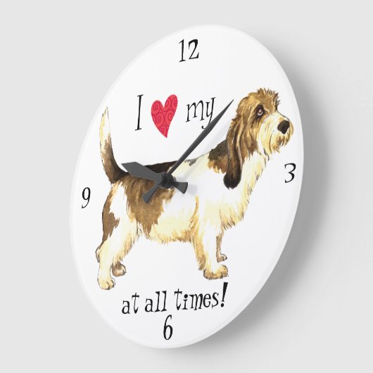 I Liebe meines PBGV Große Wanduhr (Winkel)