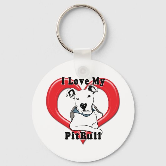 I Liebe meines PitBull-Logos Schlüsselanhänger (Vorderseite)