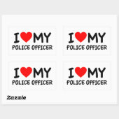 I Liebe meines Polizeibeamten Rechteckiger Aufkleber (Blatt)