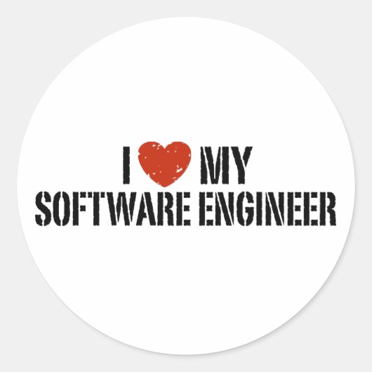 I. Liebe meines Software-Engineers Runder Aufkleber (Vorderseite)