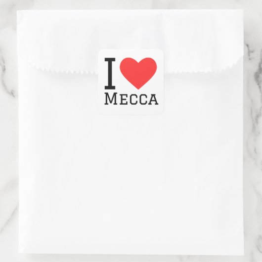 I Liebe Mekka Quadratischer Aufkleber (Tasche)