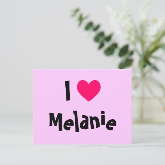 I Liebe Melanie Postkarte (Stehend Vorderseite)