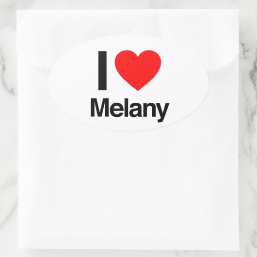 i Liebe melany Ovaler Aufkleber (Tasche)