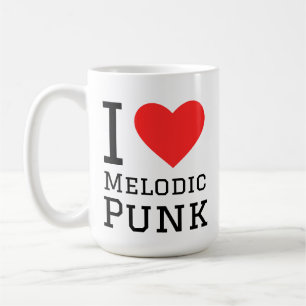 I Liebe melodischer Punk-Quadrat-Aufkleber Kaffeetasse