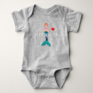 I Liebe Mermaids Design - Baby Jersey Bodysuit Strampler