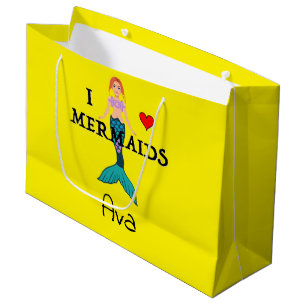 I Liebe Mermaids Design - Geschenktasche - Groß Große Geschenktüte