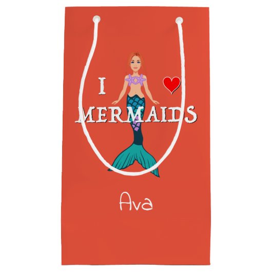 I Liebe Mermaids Design - Geschenktasche - Klein Kleine Geschenktüte (Vorderseite)
