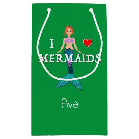 I Liebe Mermaids Design - Geschenktasche - Klein Kleine Geschenktüte (Rückseite)