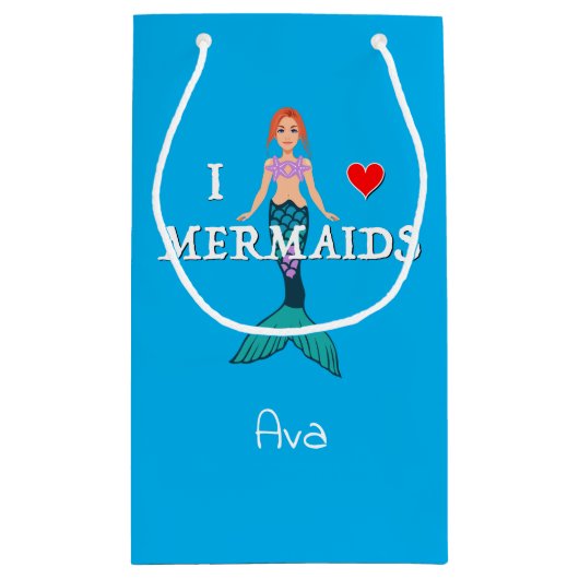 I Liebe Mermaids Design - Geschenktasche - Klein Kleine Geschenktüte (Rückseite)