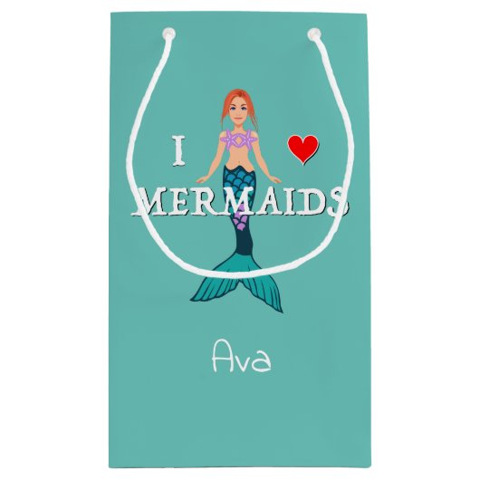 I Liebe Mermaids Design - Geschenktasche - Klein Kleine Geschenktüte (Rückseite)