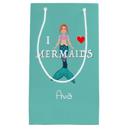 I Liebe Mermaids Design - Geschenktasche - Klein Kleine Geschenktüte (Vorderseite)