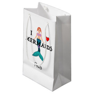 I Liebe Mermaids Design - Geschenktasche - Klein Kleine Geschenktüte