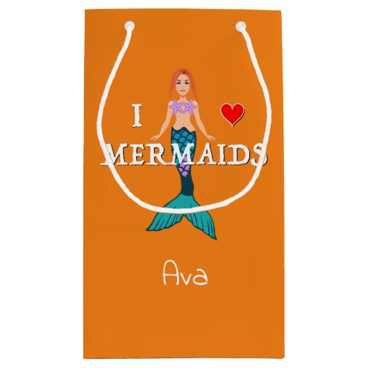 I Liebe Mermaids Design - Geschenktasche - Klein Kleine Geschenktüte (Rückseite)