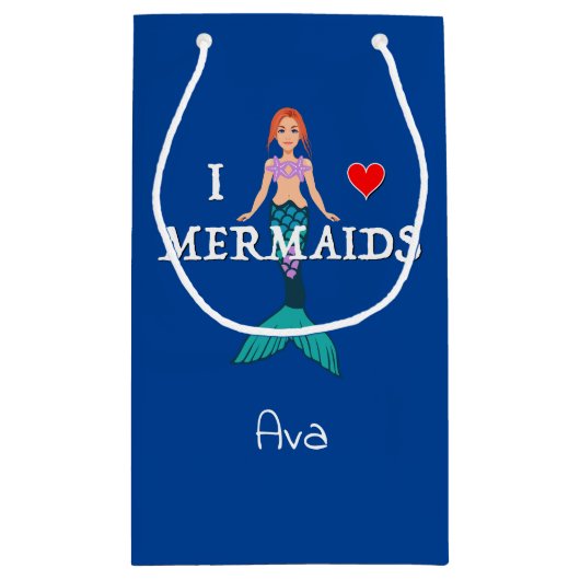 I Liebe Mermaids Design - Geschenktasche - Klein Kleine Geschenktüte (Rückseite)
