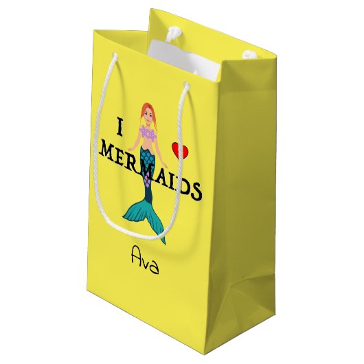 I Liebe Mermaids Design - Geschenktasche - Klein Kleine Geschenktüte (Rückseite Schrägansicht)
