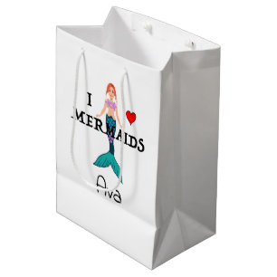 I Liebe Mermaids Design - Geschenktasche - Mittel Mittlere Geschenktüte