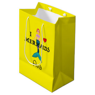 I Liebe Mermaids Design - Geschenktasche - Mittel Mittlere Geschenktüte