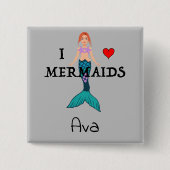 I Liebe Mermaids Design - Square Button (Vorderseite)