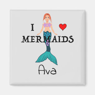 I Liebe Mermaids Design - Square Magnet