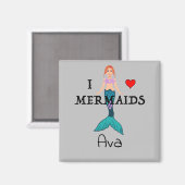 I Liebe Mermaids Design - Square Magnet (Vorderseite/Rückseite)