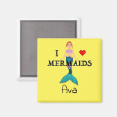 I Liebe Mermaids Design - Square Magnet (Vorderseite/Rückseite)