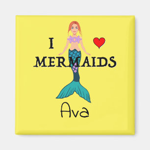 I Liebe Mermaids Design - Square Magnet
