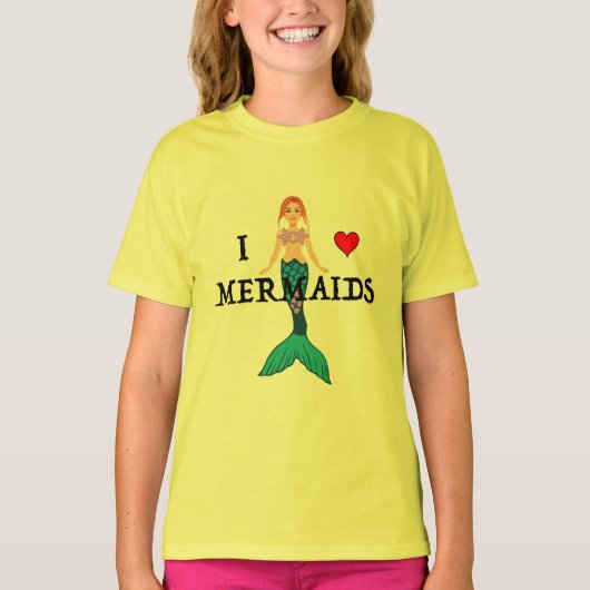 I Liebe Mermaids Design - T - Shirt für Mädchen (Vorderseite)