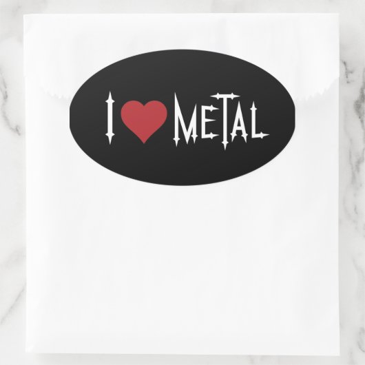 I Liebe Metal Ovaler Aufkleber (Tasche)