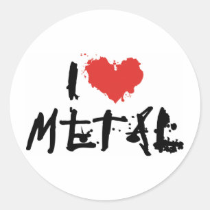 I Liebe Metal Runder Aufkleber
