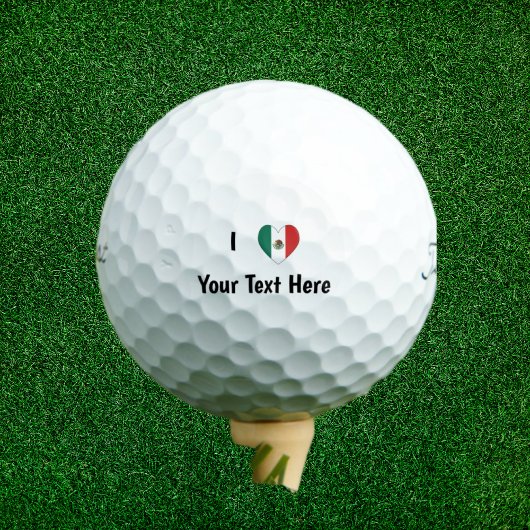 I Liebe (Mexikanisches Flaggenherz) Personalisiert Golfball