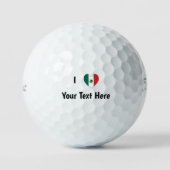 I Liebe (Mexikanisches Flaggenherz) Personalisiert Golfball (Vorderseite)
