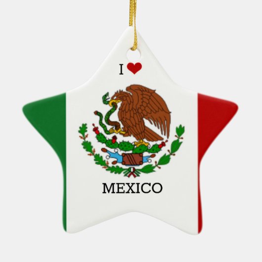 I Liebe Mexiko, mexikanische Flagge Keramikornament (Hinten)