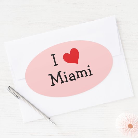I Liebe Miami Ovaler Aufkleber (Umschlag)